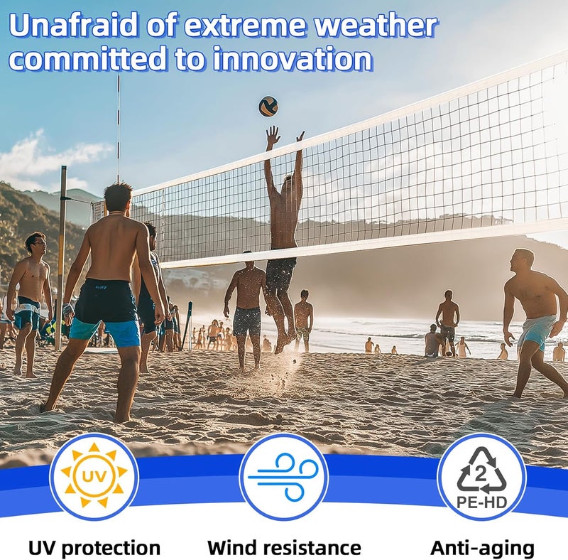 Rainflow Professional Heavy Duty Volleyball Net - Outdoor Volleyball Nets with Aircraft Steel Cable, 32x3ft Volley Ball Net for Backyard,Pool,Beach, Badminton/Pro Volleyballnets Set(Net Only) - Image 4